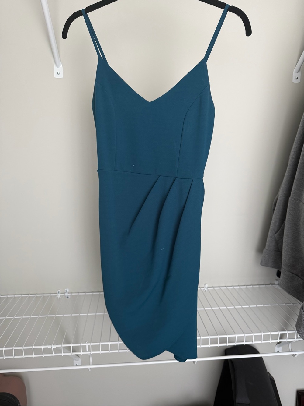 Lulu's Teal Sheath Dress with Draped Front - Picture 1 of 1